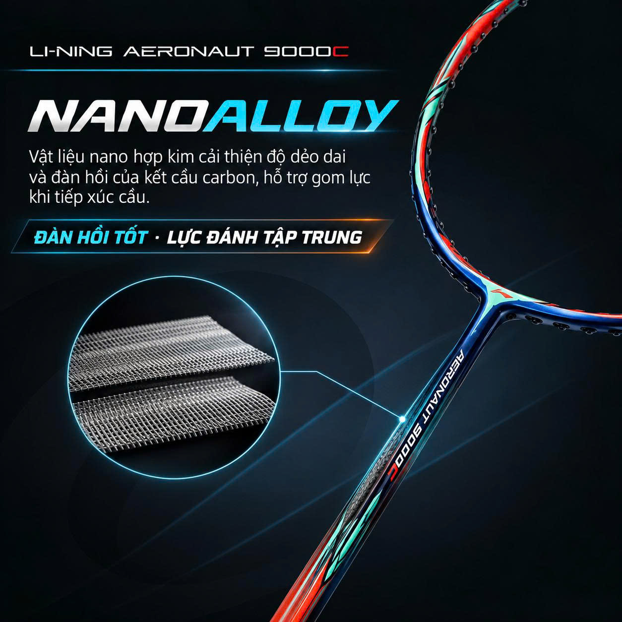 Vợt Cầu Lông Lining Aeronaut 9000C Chính Hãng - Kiểm Soát Bền Bỉ - Công Nghệ Khung Hàng Không Đặc Trưng - Thiên Công